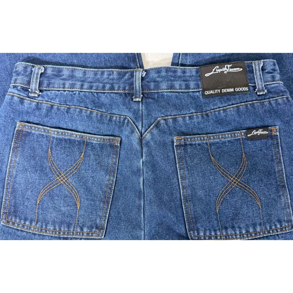 Liquid Venom Baggy Leg Jeans 34x32 (fits 34x29.5) Dark Wash Y2K Skater Grunge